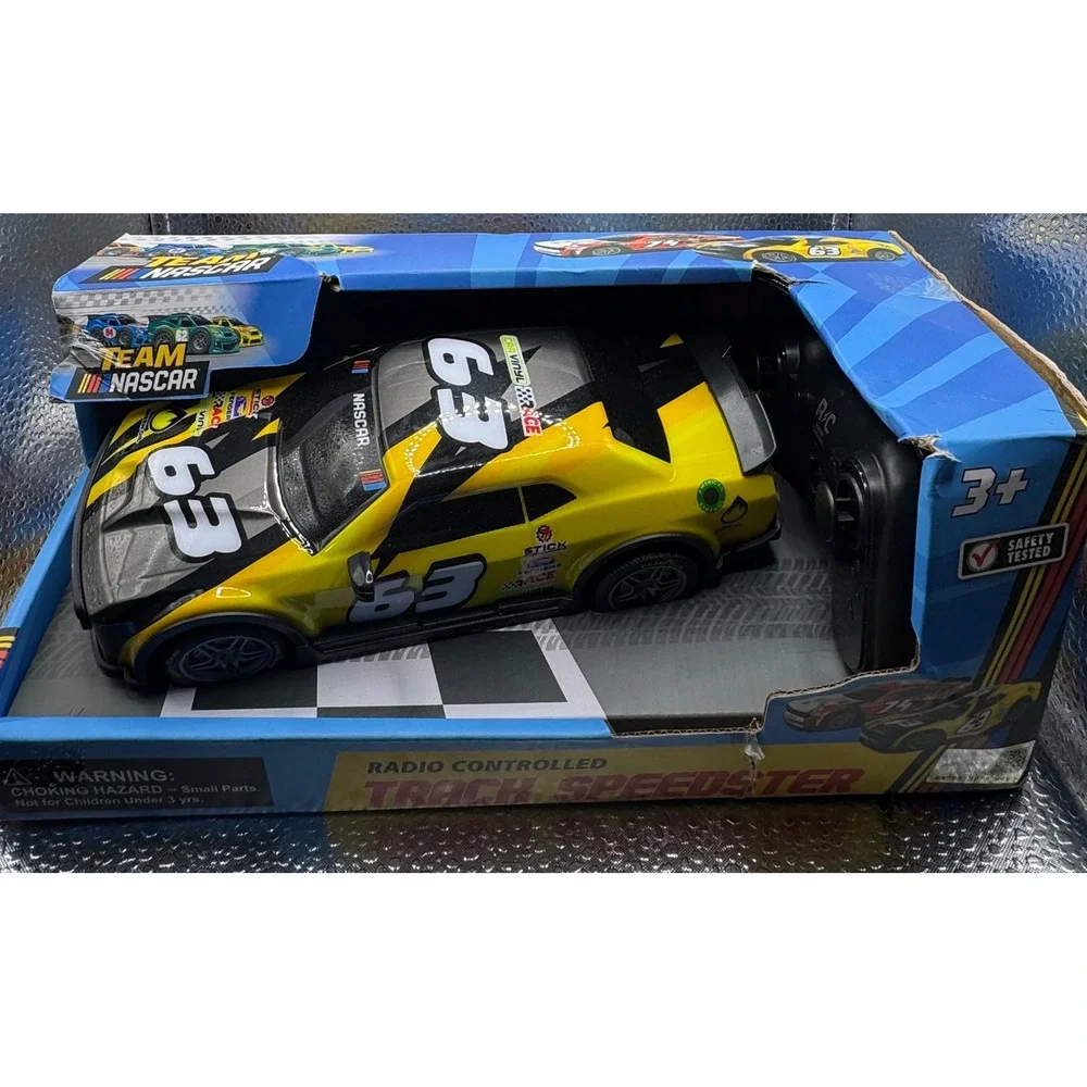 Team NASCAR RC Track Speedster Radio Control Car Yellow Black #63 27MHz New
